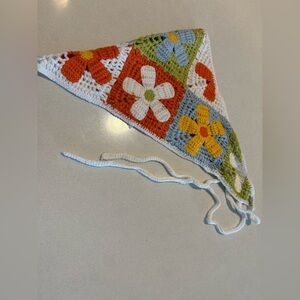 Colorful Crochet Floral Scarf